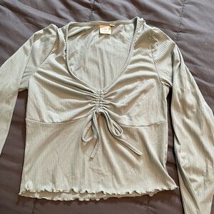 Elegant Sage Green Ruched Women's Top